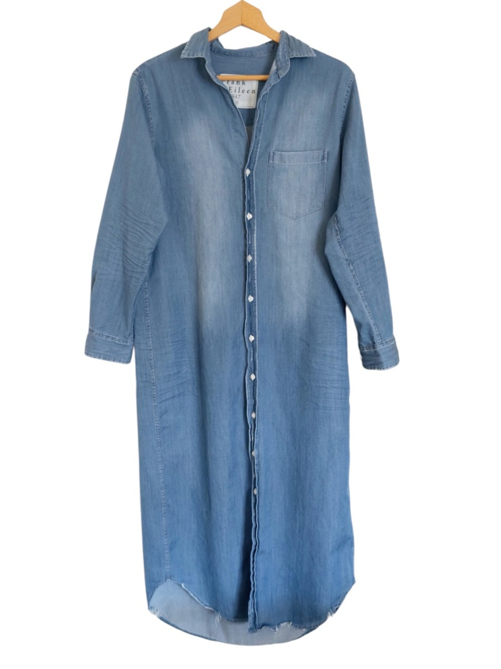 Frank & Eileen Rory Distressed Vintage Washed Chambray Maxi Shirtdress size M